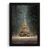 Kerstboom - Bos - Sneeuw - meerkleurig fotolijst zwart zonder passe partout klein -3d