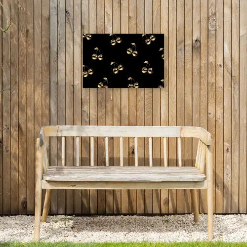 Patroon - Kersen - Goud - Chrome Tuinposter op houten frame 2 cm dik klein -sfeer4