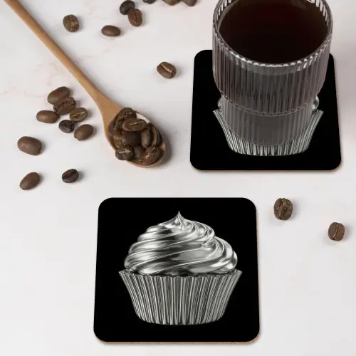 Cupcake - Luxueus - Zilver onderzetter kurk middel -sfeer2