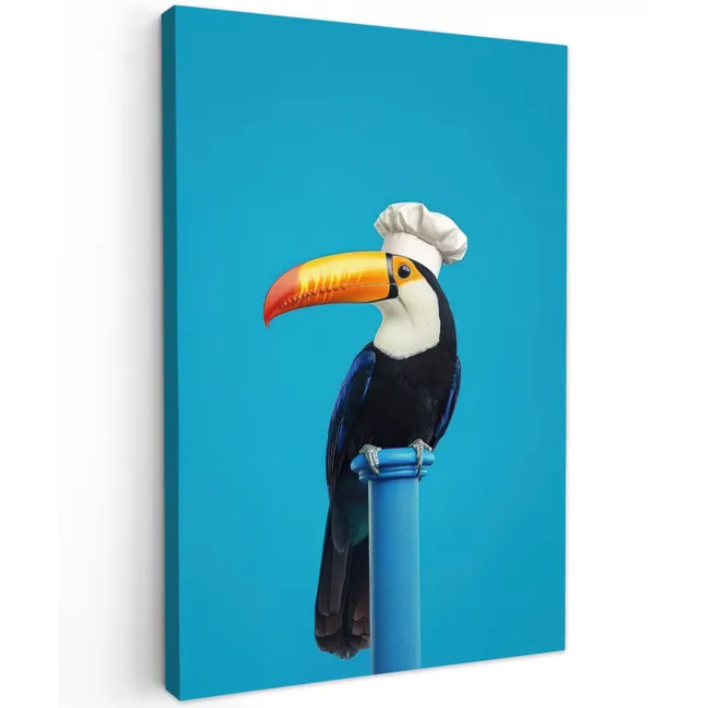 Tucan - Sokkel - Vogel - Koksmuts Tuinposter op houten frame 2 cm dik klein -3d