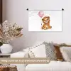 Leeuw - Baby dier - Dieren - Roze ballon Wandkleed katoen klein -sfeer1