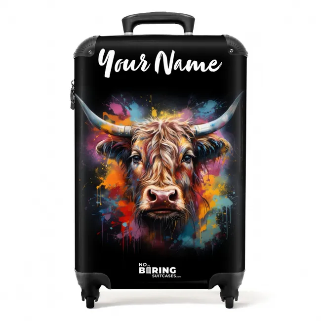Schotse Hooglander als Graffiti Art NBS - Handbagage koffer - Kinderen Unisex middel -productfoto_recht