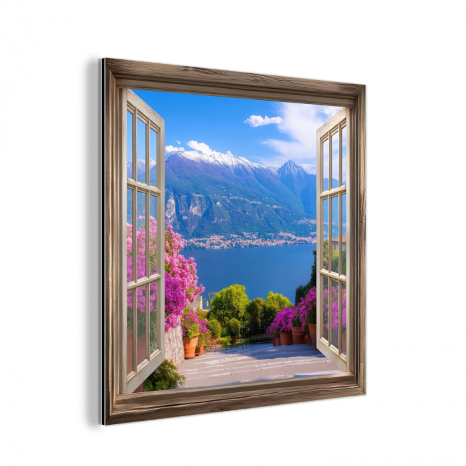 Doorkijk - Berg - Landschap - Uitzicht - Meer aluminium wit klein -3d