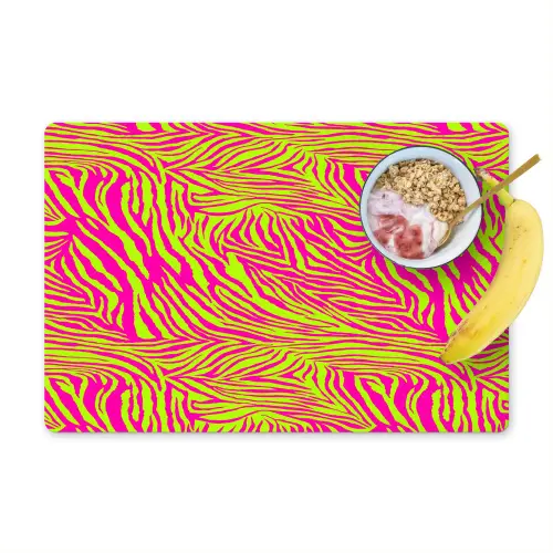 Neon - Zebra - Roze - Groen Placemat vinyl groot 368 -zzzproduct_Kitchenyeah-website