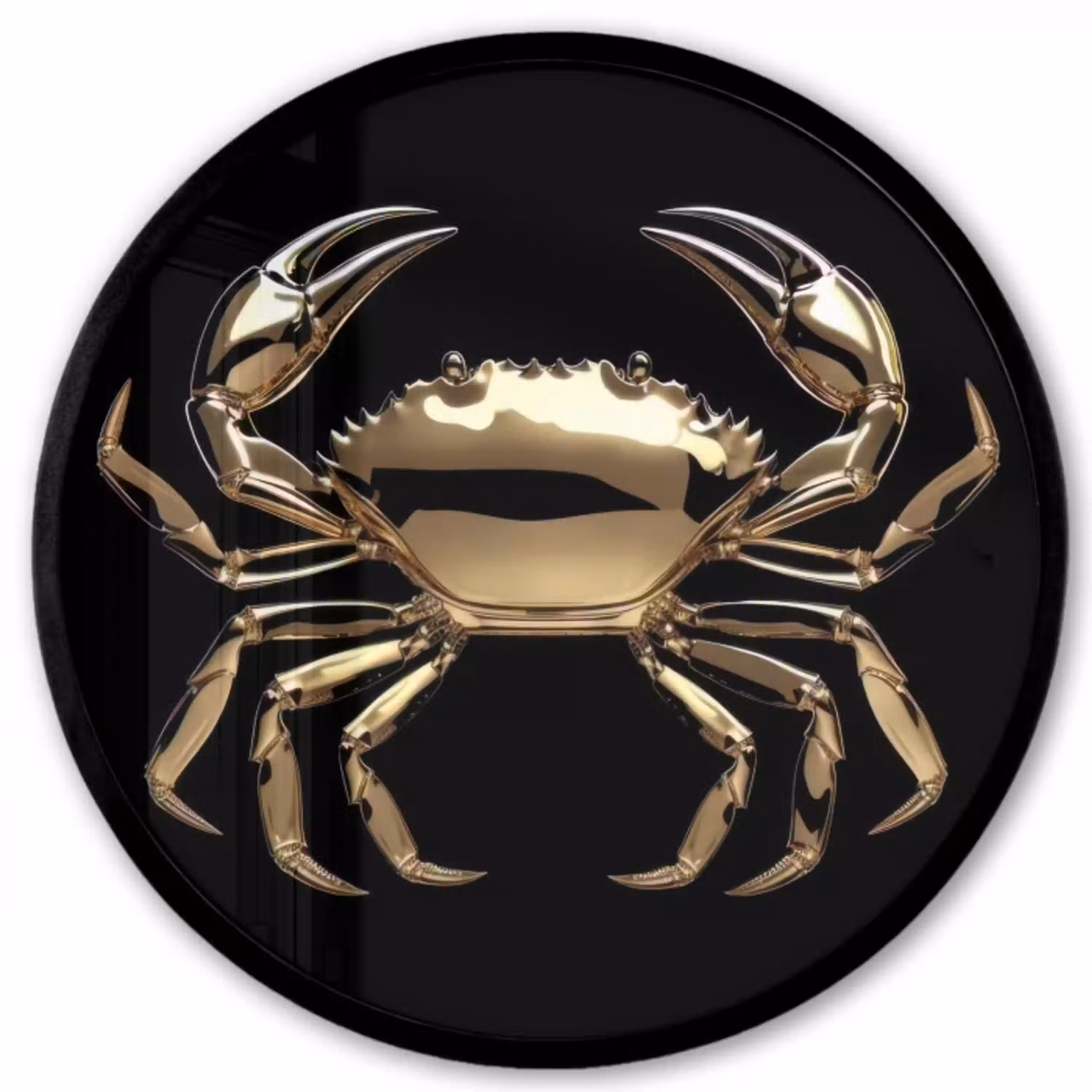 Goud - Krab - Dieren - Zwart Fotolijst rond zonder passe partout klein -3d