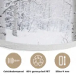 Berkenbomen - Sneeuw - Winter - Bos - Wit Akoestische PET Vilt - Rond klein -closeup_NL