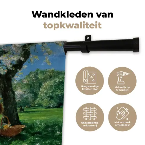 Vrouw - Boom - Boek - Mandje Wandkleed katoen klein -sfeer2