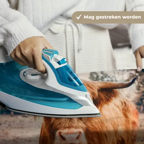 Koe- Schotse hooglander - Hoorns - Bruin - Landschap Wandkleed katoen klein -sfeer9