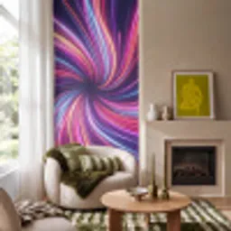 Abstract - Swirl - Futuristic - Neon Behang Vinyl klein -sfeer2