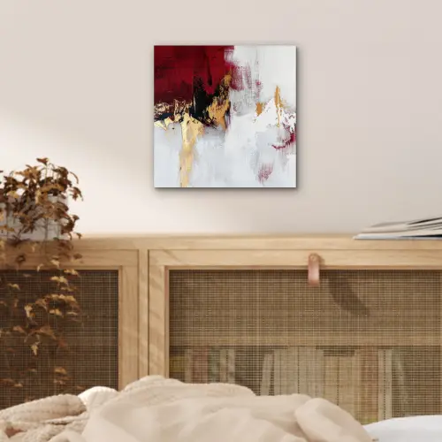 Rood - Marmer - Abstract - Goud - Modern aluminium wit klein -sfeer3