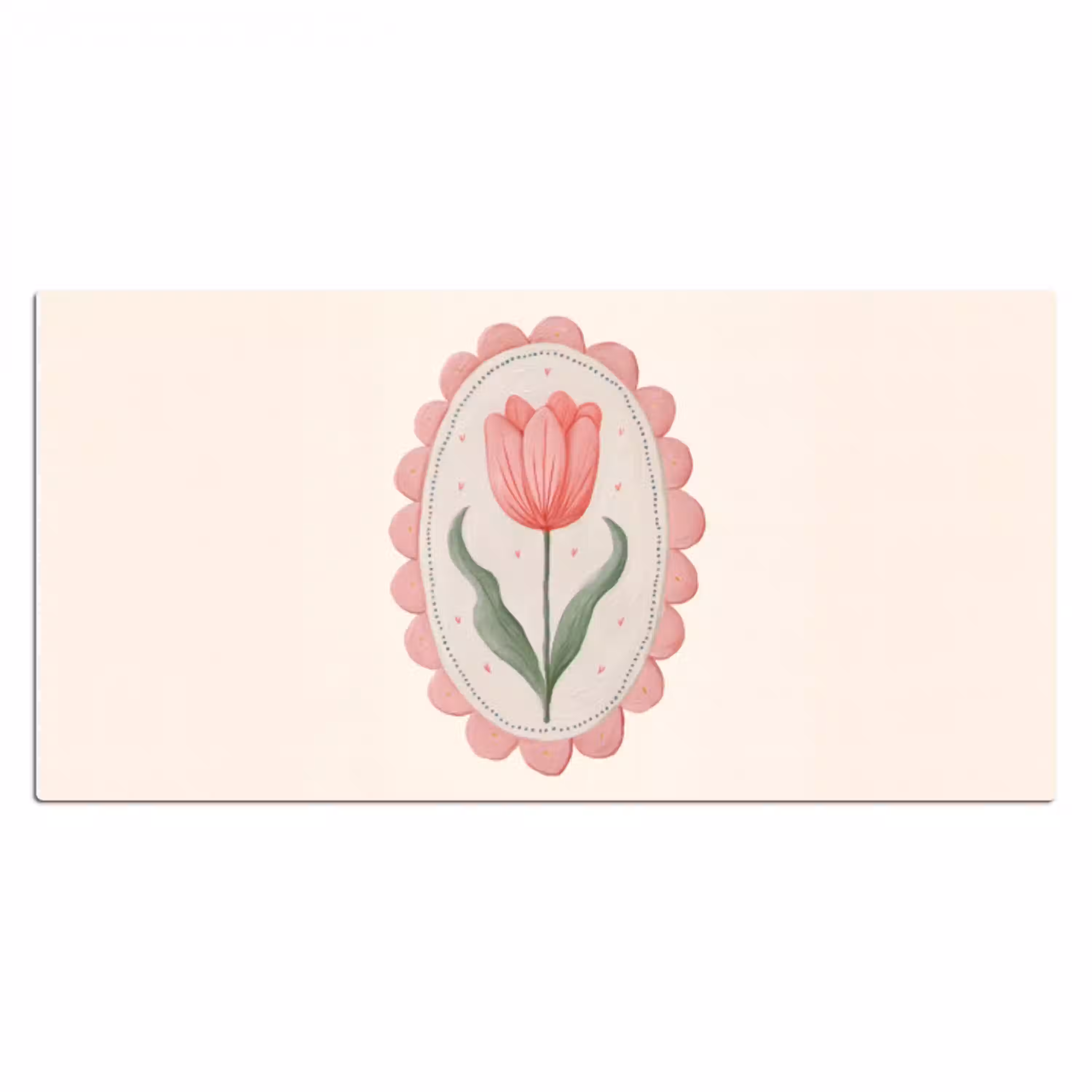 Tulp - Lijst - Ovaal - Illustratie Muismat XXL klein -3d_leeg