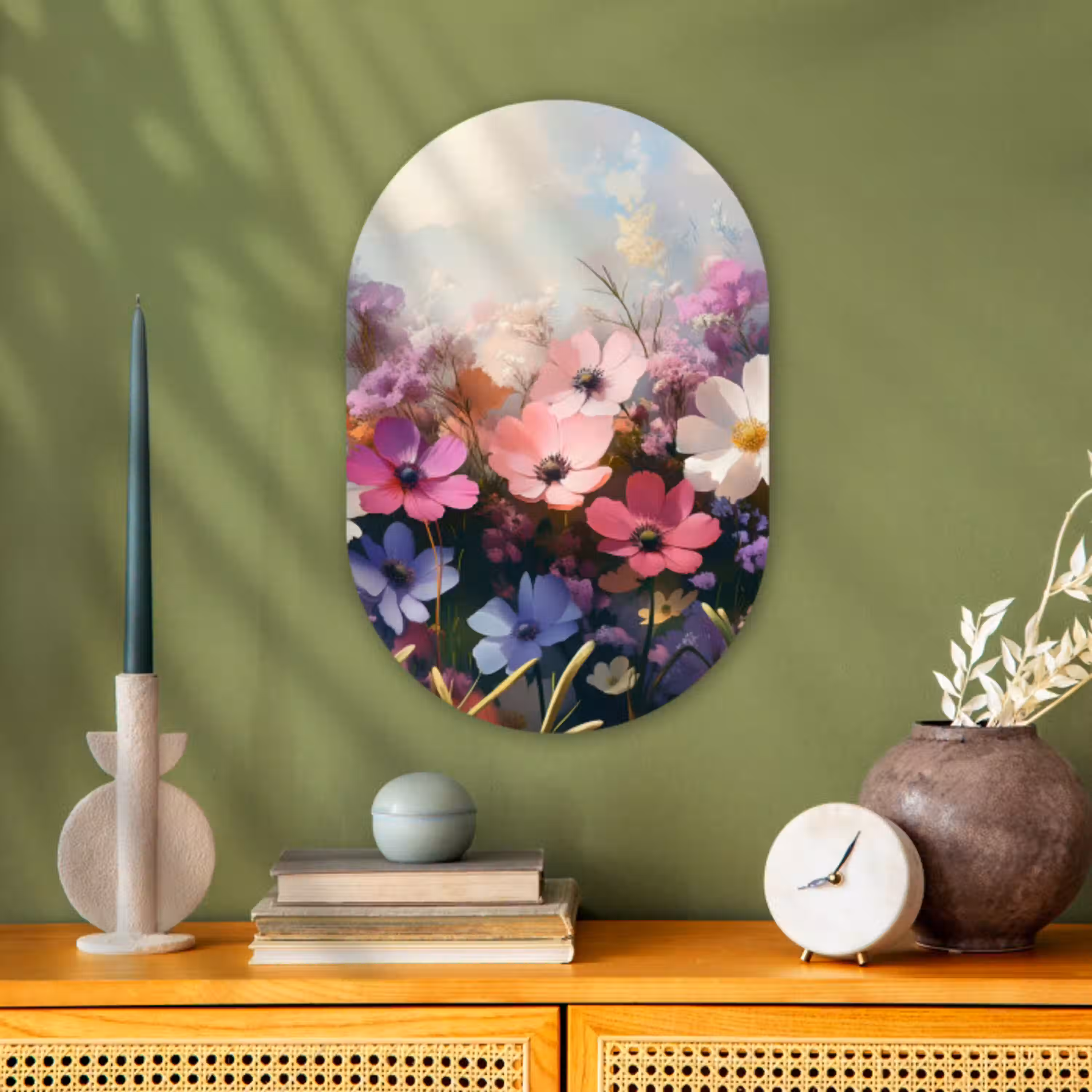 Bloemen - Kleurrijk - Bloei Wandcirkel Ovaal Forex klein -sfeer2