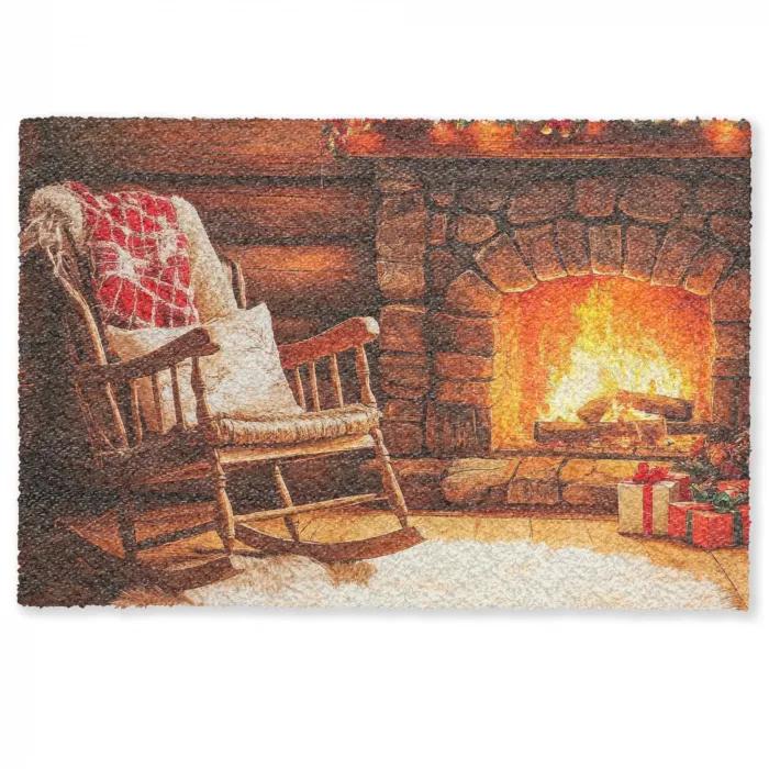 Winter - Kerst - Huis - Openhaard Deurmat klein -zkaufland3d