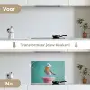 Roodborstje - Vogel - Koksmuts - Sokkel keuken achterwand spatscherm klein -voor_na_NL