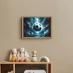 Voetbal - Galaxy - Ruimte - Sport - Blauw Light Box met batterij (Wandlamp kind) middel -sfeer2_kind