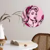 Vintage - Vrouw - Roze Wandcirkel kunststof plaat 5mm dik klein -sfeer4