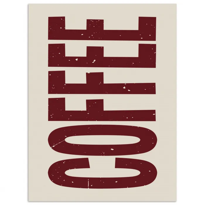 Koffie -Japandi - Rood - Vintage poster papier klein -3d