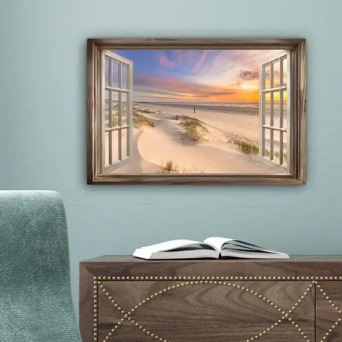 Doorkijk - Strand - Duinen - Natuur - Landschap canvas 2cm klein -sfeer4