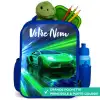 Sportauto - Groen - Snelheidslijnen - Neon Kinderrugzak - Blauw middel -inhoud_FR