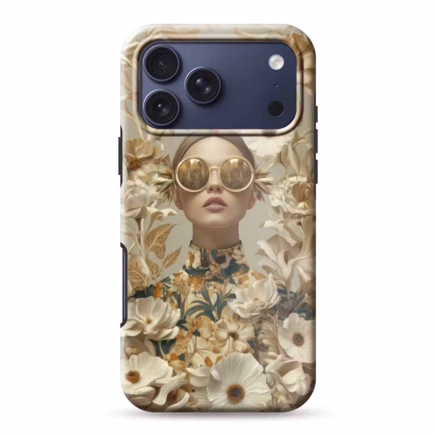 Telefoonhoesje Toughcase - Vrouw - Bloemen - Zonnebril - Wit