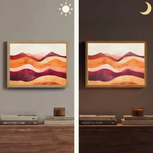 Abstract - Landschap - Golven Light Box met batterij (Wandlamp) middel -sfeer3