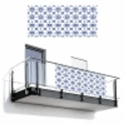 Modern - Patroon - Blauw - Roze Balkonbeschermer Duitsland klein 596 -3d