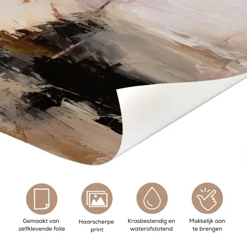 Kunst - Abstract - Beige - Verf deurposter klein -closeup_NL