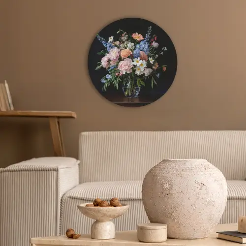Pastel - Bloemen - Glazen - Vaas Akoestische PET Vilt - Rond klein -sfeer1