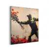 Street art - Man - Bloemen - Rood - Graffiti - Banksy aluminium wit klein -3d