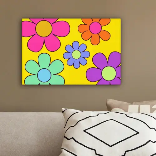 Bloemen - Illustratie - Kleurrijk canvas 2cm klein -sfeer3
