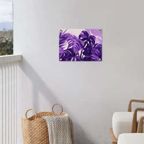 Bladeren - Paars - Tropisch - Abstract tuinposter los doek klein -sfeer8