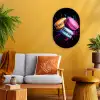 Macarons - Dessert - Graffiti - Kleurrijk - Roze - Blauw - Geel Wandcirkel Ovaal Forex klein -sfeer4