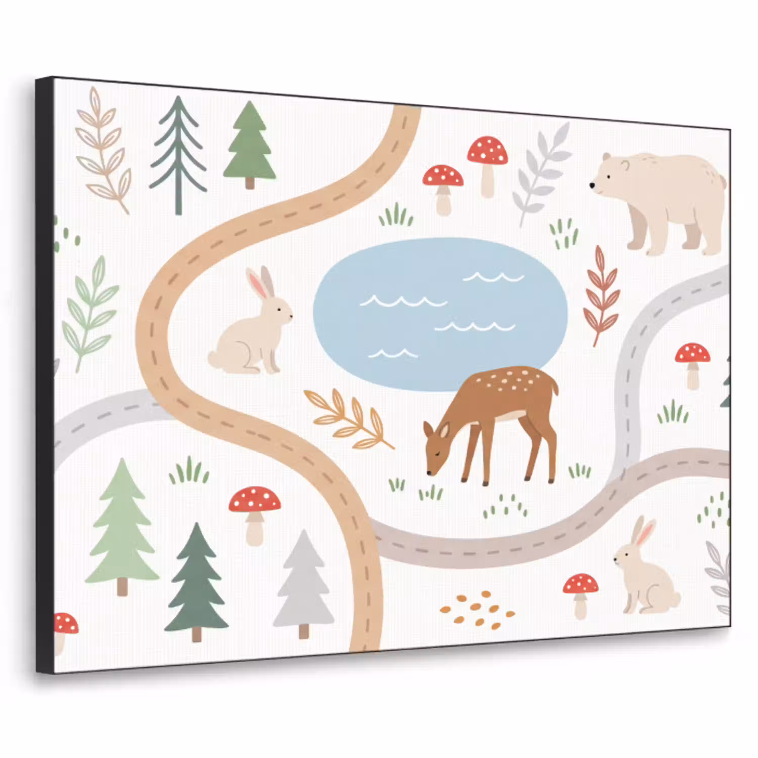 Dieren - Bos - Illustratie Textielframe zwart klein -3d