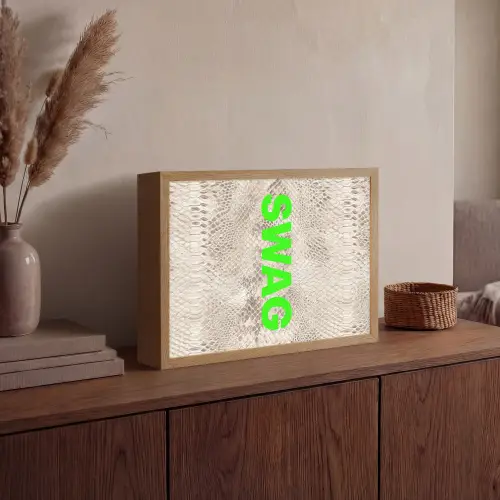 Slangenprint - SWAG - Neon - Groen Light Box met batterij (Wandlamp) middel -sfeer2