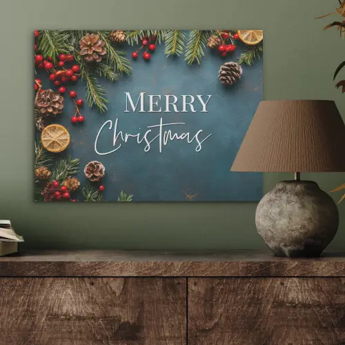 Merry Christmas - Blauw - Kerst - Winter PET vilt klein -sfeer2