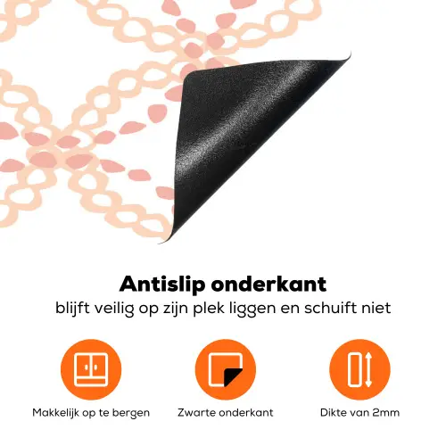 Koraalkleur - Vlechtmotief - Wit Inductie beschermer vinyl 3mm klein 276 -zzzzzzz-td-onderkant