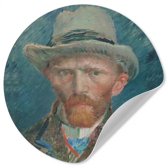Zelfportret 1887 - Schilderij van Vincent van Gogh Wandcirkel behangsticker klein -3d