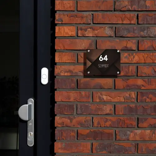 Bruine vlakken - Modern Naambord Rechthoek middel -sfeer1-rechthoek-S