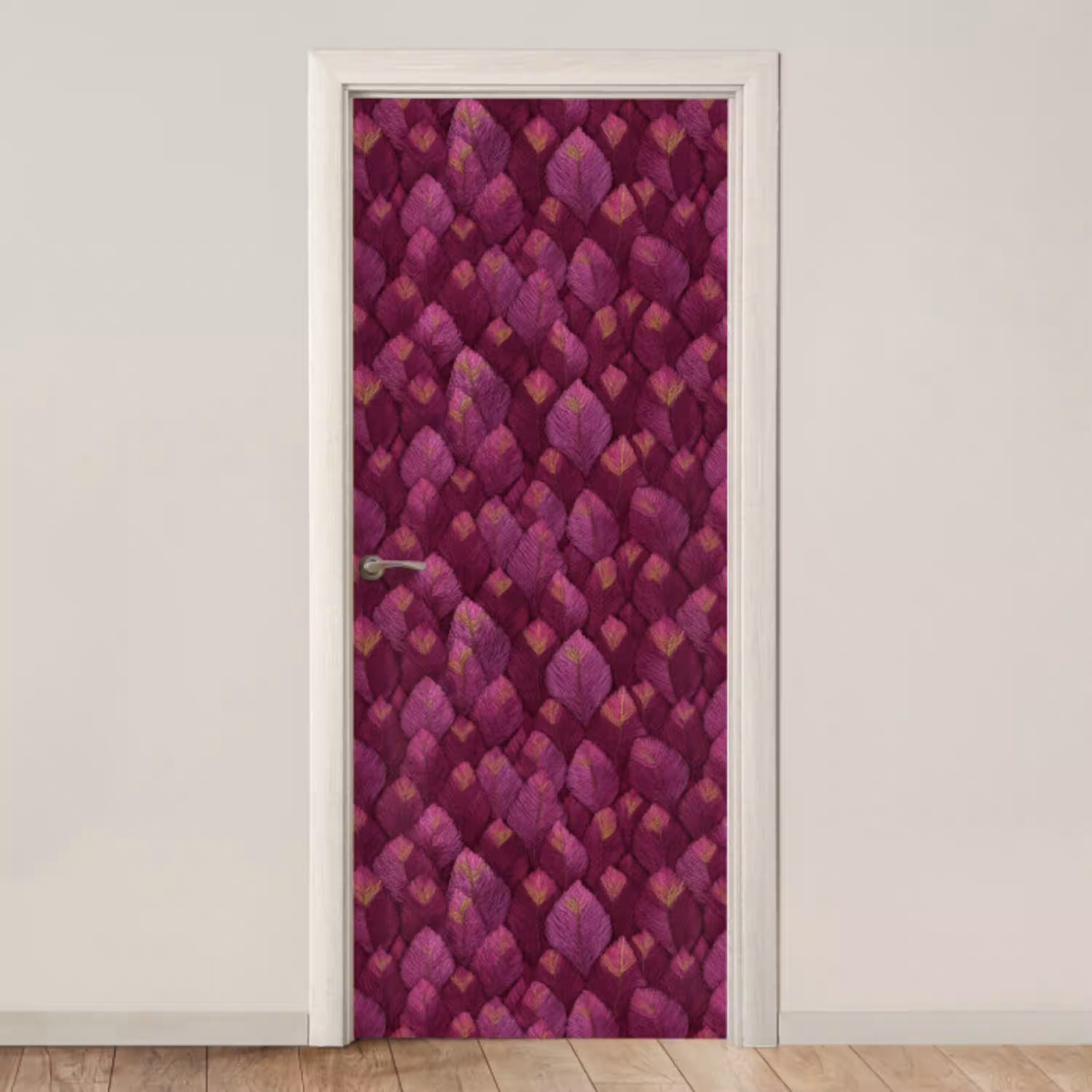 Bladeren - Patroon - Burgundy deurposter klein 289 -3d_beige