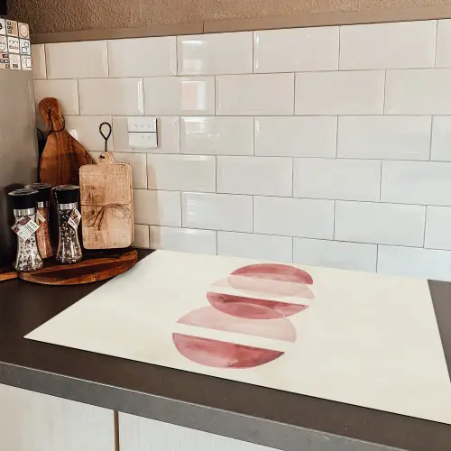 Minimalistisch - Cirkels - Roze Inductie beschermer vinyl 3mm klein -sfeer3