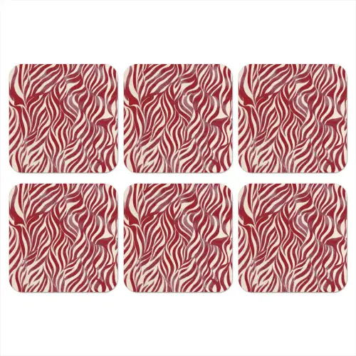 Golvende vormen - Abstract - Rood onderzetter kurk middel -3d
