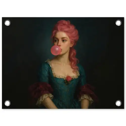 Vrouw - Portret - Kauwgombel tuinposter los doek klein -3d