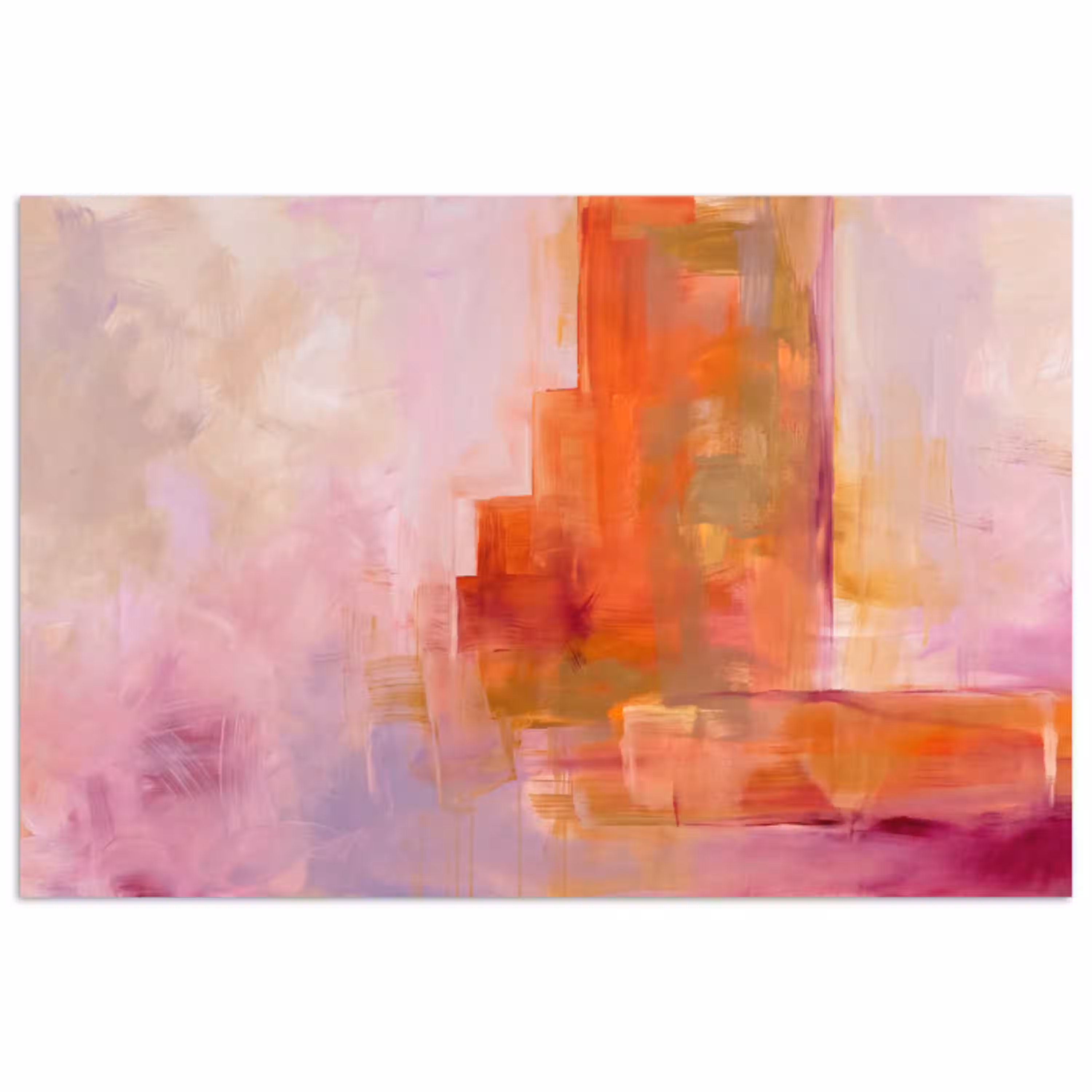 Abstract - Borstelstreken - Kunst - Paars - Goud poster papier klein -3d