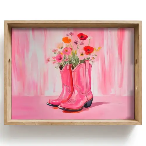 Roze - Bloemen - Cowboy Dienblad Rechthoek middel -z3d_shopping
