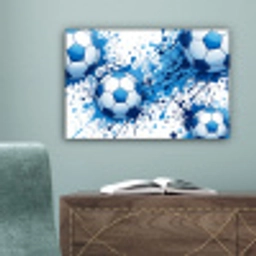 Voetballen - Verf - Sport - Blauw canvas 2cm klein -sfeer4