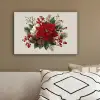 Kerststuk - Poinsettia - Dennenappels - Rood canvas 2cm klein -sfeer3