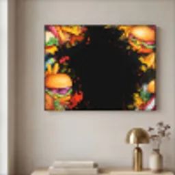 Fastfood - Graffiti - Hamburger - Eten - Modern Textielframe - compleet frame klein -sfeer2