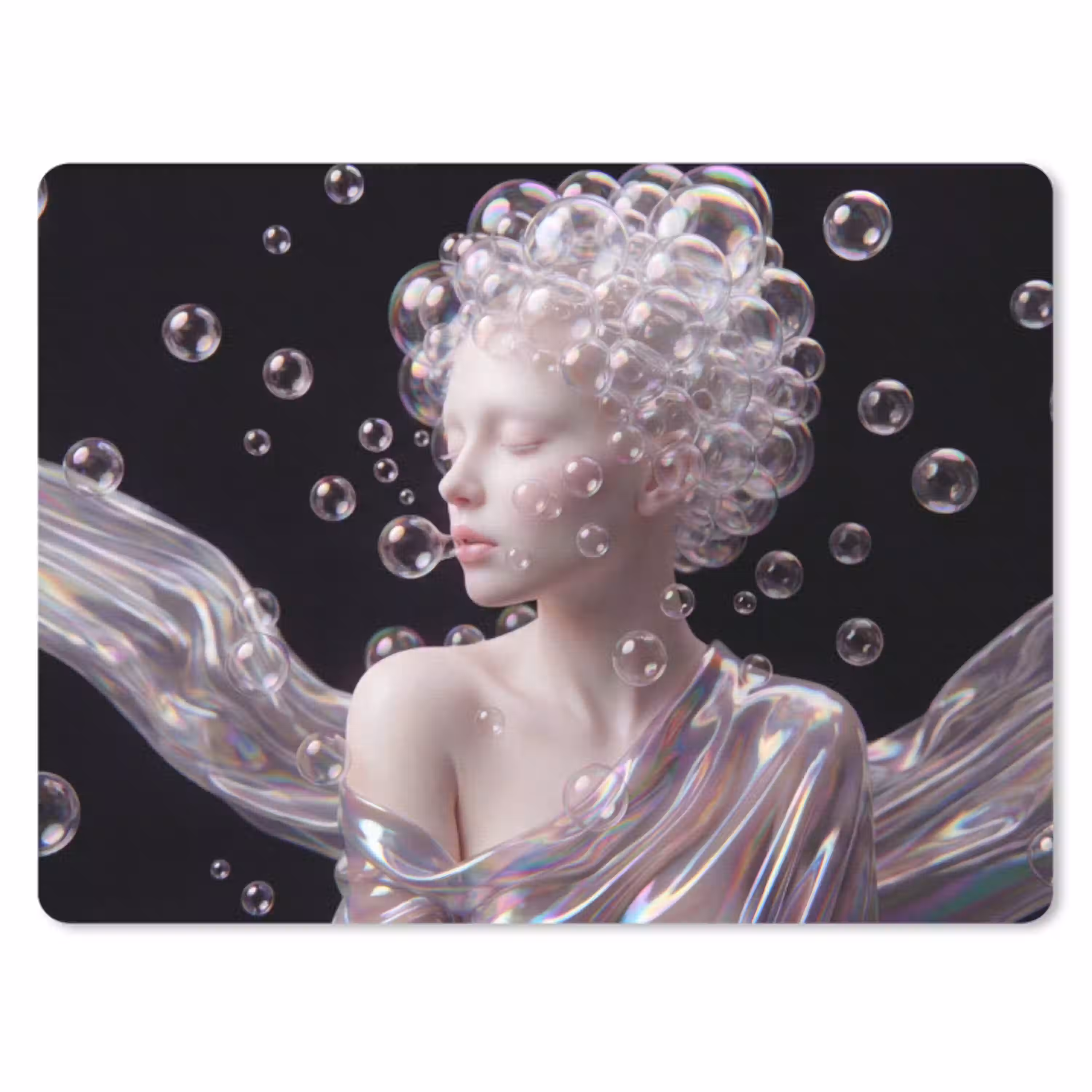 Vrouw - Bellen - Abstract - Kleurrijk muismat rubber klein -3d