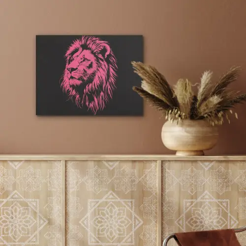 Leeuw - Zwart - Roze - Neon PET vilt klein -sfeer4