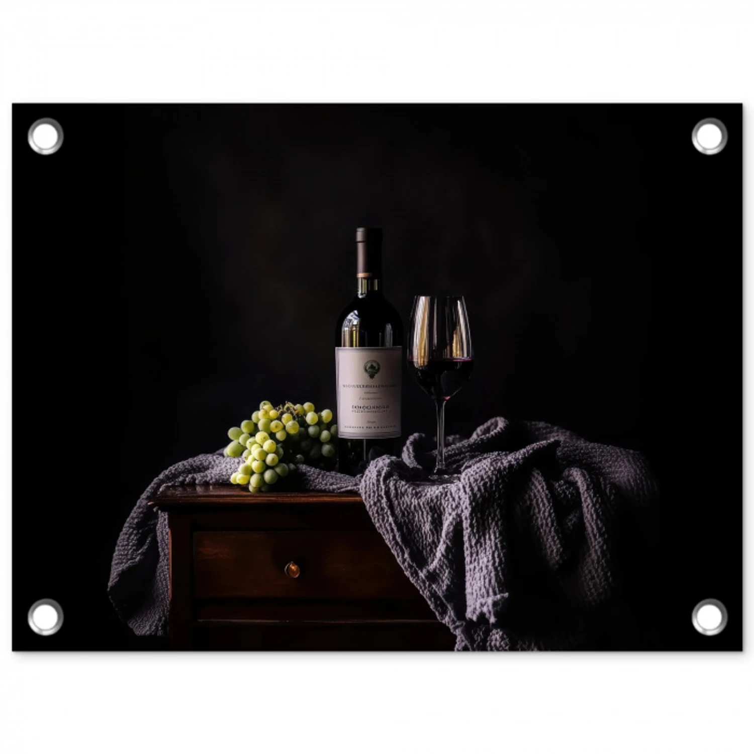 Druiven - Wijn - Rood - Tafel tuinposter los doek klein -3d